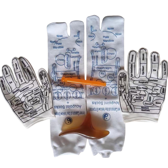 High Quality English Model Acupressure Foot Massage Reflexology Pressure Point Socks Acupressure Massage Kit
