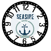 Horloge murale en fer forgé avec ancre et corde, cadran nautique, décoration côtière, cadeau pour maison de plage