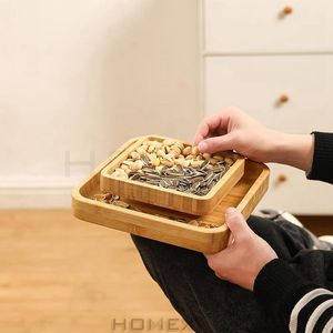 Tazón para aperitivos <span class=keywords><strong>de</strong></span> pistacho <span class=keywords><strong>de</strong></span> forma cuadrada <span class=keywords><strong>de</strong></span> bambú sólido, soporte para plato doble, cuenco con pedestal y tuercas <span class=keywords><strong>de</strong></span> semillas <span class=keywords><strong>de</strong></span> girasol con almacenamiento <span class=keywords><strong>de</strong></span> concha - Product Image 4