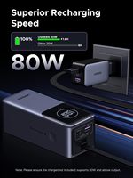 UGREEN Nexode Power Bank 20000mAh 130W avec câble USB C intégré, chargeur portable pour ordinateur portable, voyage, charge rapide 80W