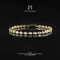 Bracelet en Moissanite VVS taille Poire East West, en Argent Sterling 925 Plaqué Or 18K, Bijoux en Moissanite pour Femme et Homme