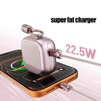 Batterie externe de poche avec cordon détachable 10000mAh 22.5W, charge rapide, chargeur portable avec double sortie Type-C/USB pour les voyages