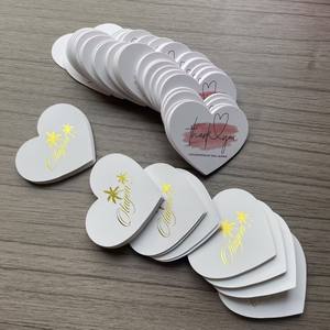 Cartes de remerciement miniatures en forme de cœur avec estampage à chaud doré, personnalisées, pour cadeaux d'entreprise, cartes pour emballage - Product Image 1