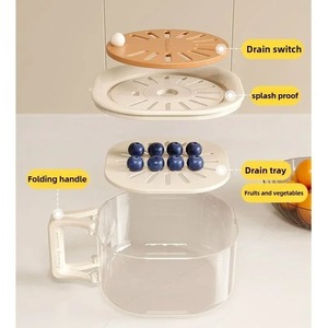 Cesta de drenaje de plástico de doble capa 2 en 1, <span class=keywords><strong>escurridor</strong></span> de frutas, contenedor multifuncional, colador de alimentos, organizador de tapas estilo nórdico - Product Image 5