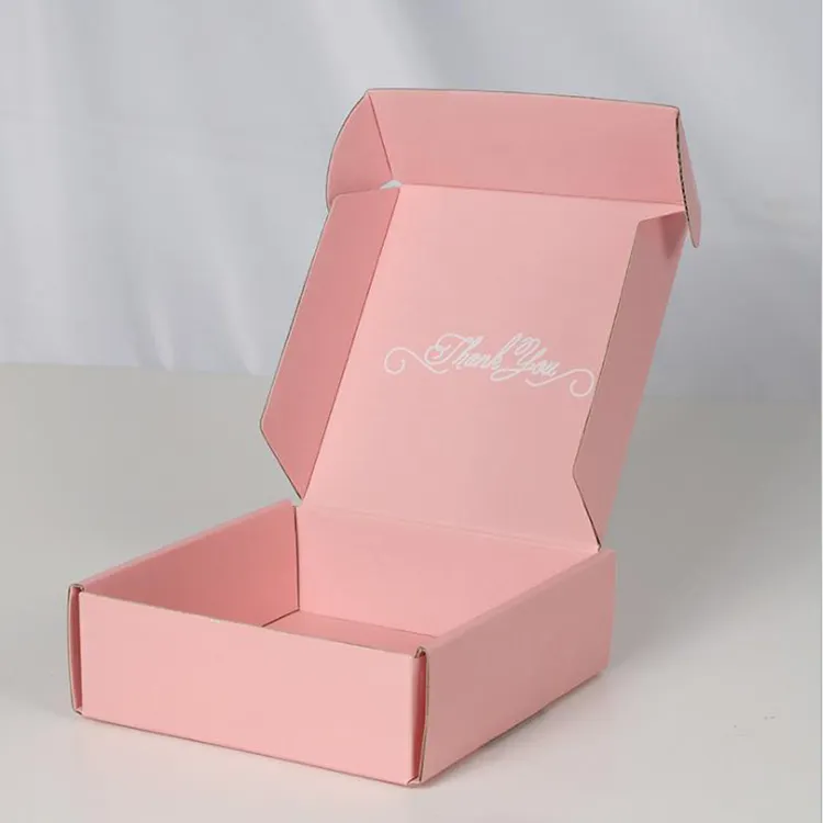 Caja de almacenamiento de ropa con logotipo impreso, embalaje de papel kraft corrugado plegable, personalizado, color rosa