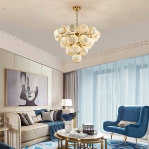 Lustre moderne à <span class=keywords><strong>LED</strong></span> en albâtre avec pendentif en boule naturelle, forme ovale minimaliste pour salon et <span class=keywords><strong>salle</strong></span> à <span class=keywords><strong>manger</strong></span> - Product Image 3