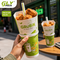 Lot de gobelets personnalisés imprimés pour snacks avec plateau alimentaire et paille, pour poulet frit, frites, boissons, emballage alimentaire à emporter