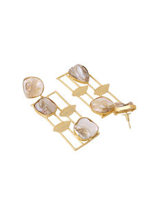 Pendientes de Piedra Chapados en Oro Hechos a Mano, Antideslustre, para Mujer, Joyería de Diseño Elegante, para Fiestas, Regalo, Pendientes de Moda - Product Image 2