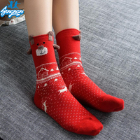 Chaussettes d'hiver jetables en coton respirant pour femmes, motif de dessin animé de Noël amusant, vente en gros