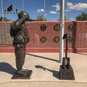 Escultura de Bronce de Guerrero Saludo a sus Compañeros de Combate, Tamaño Real, para Cementerio de Mártires al Aire Libre, QUYANG - Product Image 1