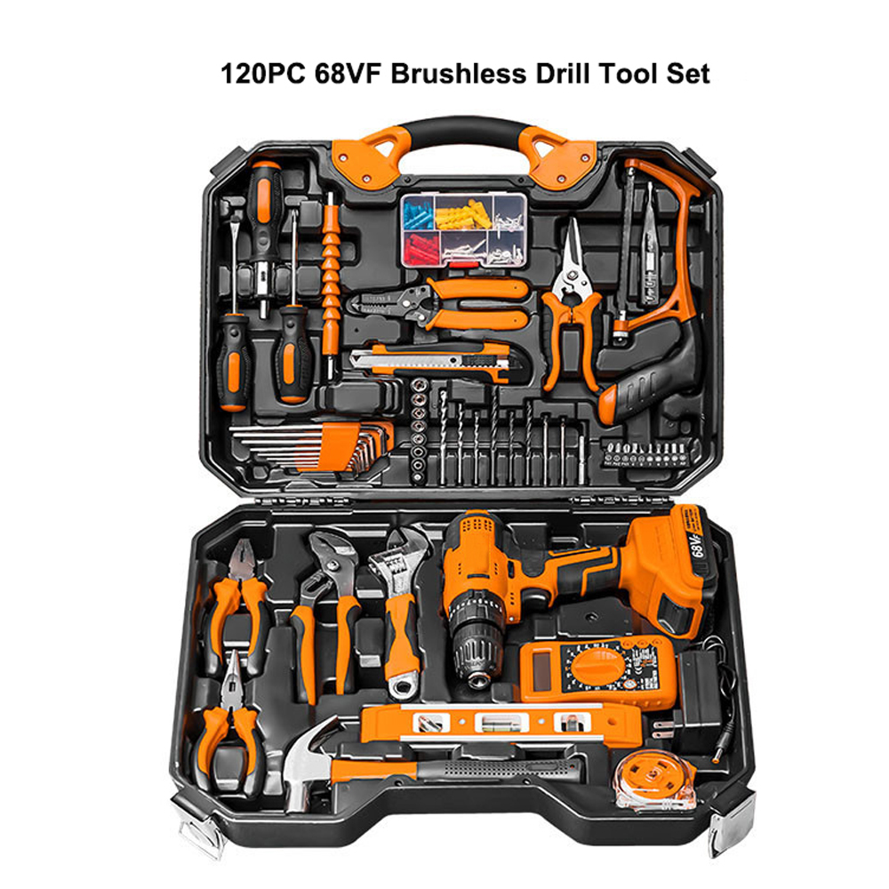 120pc  68VF brushless electric impact drill set