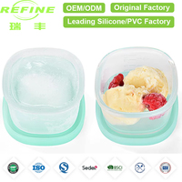 Conteneur alimentaire en silicone de qualité alimentaire Refine Factory, petit récipient de stockage hermétique avec couvercle, marquage de mesure clair, compatible congélateur, bol pour bébé