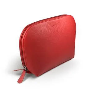 Косметичка из зернистой кожи, Премиум модная дамская сумочка для косметики на молнии, с простым доступом