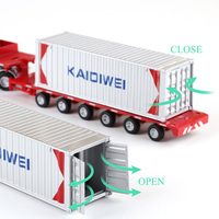 1/50 échelle Diecast Metal Container Double Remorque Modèle De Camion Alliage Lourd Télescopique À Plat Camion Porte-Jouets