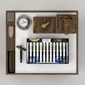 Stylo plume métallique de luxe élégant, pointe bicolore de haute qualité, forme diamant, poignée antidérapante, pointe <span class=keywords><strong>F</strong></span>, écriture fluide, stylo métallique premium - Product Image 1