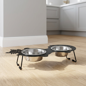 Double gamelle pour animaux de compagnie, nouveau Design au prix de gros, patte en acier inoxydable imprimée, bol antidérapant pour chien, bords de nourriture pour animaux de compagnie - Product Image 1