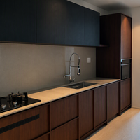 Meuble de cuisine de luxe en bois grainé avec conformité de production et dimensions personnalisées pour résidence moderne