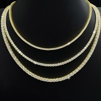 Collier tennis couleur or avec chaîne en moissanite, taille brillant rond, serti clos, bijou pour cadeau de mariage ou de fête