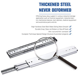 Трехсекционные холоднокатаные стальные направляющие для ящиков, 227 кг, высокопрочные оцинкованные бесшумные для гостиничного промышленного использования - Product Image 5