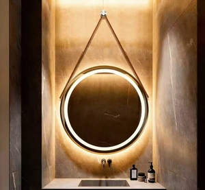 Miroir de salle de bain à cadre en alliage d'aluminium, miroir rond suspendu, miroir de maquillage et de coiffure, miroir décoratif mural - Product Image 5