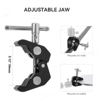 Pince à griffes en alliage d'aluminium grande taille avec filetage 1/4 et 3/8, super pince pour appareils photo, éclairages, parapluies et crochets