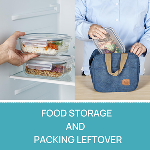 Microwave Safe Square Glass Food Storage <b>Container</b> with Vented Lid - Product Image 4