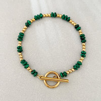 Bracelet Bohème à Perles Plates en Pierre Naturelle, Chaîne en Acier Inoxydable, Bijoux Faits Main pour Femme, Vente en Gros