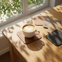 Sous-verres carrés vintage en cuir PU, résistants à la chaleur, antidérapants, pour tasses à café et à thé