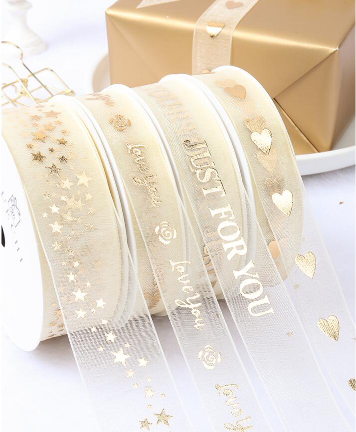 Valentines Ribbon ChiffonJust for You for Wedding Event Party Baking Bouquet Bow Card Gifts Box Packaging Decoration