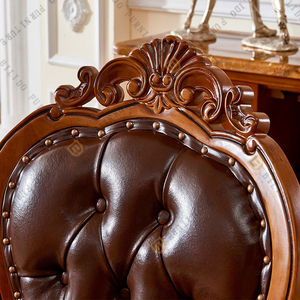 Silla de Madera Maciza de Estilo Europeo de Mediados de Siglo con Respaldo de Cuero para Hotel, Dormitorio, Sala de Estar, Restaurante, Cafetería - Duradera - Product Image 4