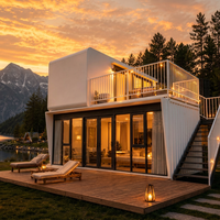 Villa conteneur Apple Cabin à deux étages avec terrasse panoramique sur le toit, escalier extérieur, maison modulaire préfabriquée, complexe de villégiature de luxe