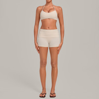 Ensemble de yoga et fitness pour femmes avec logo personnalisé, soutien-gorge de sport à bretelles réglables, short de course taille haute, ensembles de fitness pour femmes