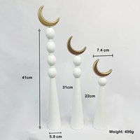 3 pcs/set Moon Ornement en bois doré pour la décoration de table de la maison musulmane islamique