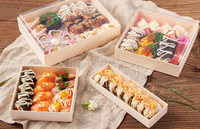 Boîte à bento japonaise rectangulaire en bambou et bois recyclable avec compartiments personnalisés et revêtement UV pour la présentation des aliments