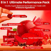 Gummies de Betterave Rouge Premium de Qualité Supérieure, Fournisseur Certifié GMP, Suppléments de Vitamine B12 et d'Oxyde Nitrique, Poudre de Betterave Naturelle, Végétalien, pour Adultes