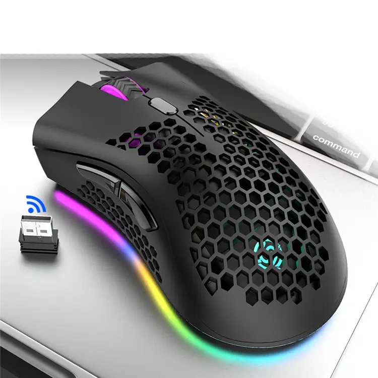 K-SNAKE BM600 Light Weight Laptop Gamer Mice Adjustable DPI RGB Honeycomb USB Wireless Gaming Mouse