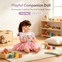 Poupée Reborn de 22 pouces en vinyle intégral, motif ours mignon, jupe tutu en tulle papillon, poupée de jeu