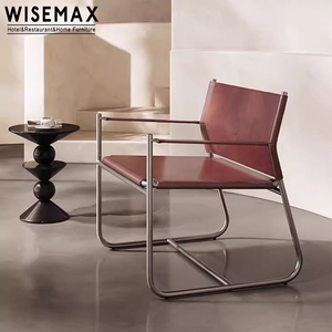 WISEMAX FURNITURE <span class=keywords><strong>Fauteuil</strong></span> en <span class=keywords><strong>cuir</strong></span> nordique moderne Canapé de loisir simple pour salon <span class=keywords><strong>Fauteuil</strong></span> d'angle en métal pour hôtel Maison - Product Image 1