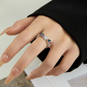 Flower Shape Micro Set Zircon <b>Adjustable</b> <b>Ring</b> For Women Party Jewelry R15258 - Product Image 2