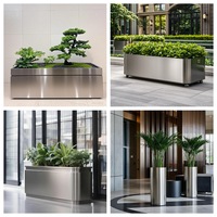 Pot de fleurs de luxe en acier étanche pour usage commercial extérieur, grande jardinière, bac de plantation