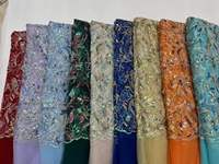 Tissu de robe de mariée en gros de l'usine DS, tissu de robe, tube de perles, broderie, magnifiques paillettes, broderie, dentelle