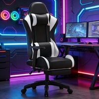 Fauteuil de bureau Power Factory en cuir confortable, chaise de gaming moderne réglable avec repose-pieds