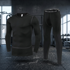 Mens Summer Skinny Workout <b>Compression</b> Set Long Sleeve Shirt and Pants Thermal <b>Underwear</b> Athletic Base Layer - Product Image 3