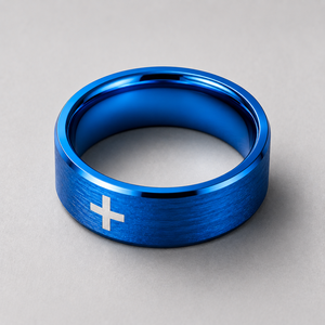 Anillo de Acero Inoxidable con Borde Biselado y Grabado de Cruz, Ajuste Cómodo, para Hombre y Mujer, Joyería Cristiana para Boda, Venta al Por Mayor JLM - Product Image 4