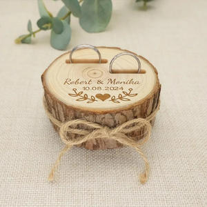 Exclusivo personalizado tallado Vintage Pastoral país boda anillo caja respetuoso con el medio ambiente cedro abeto madera anillo titular personalizado para su - Product Image 3