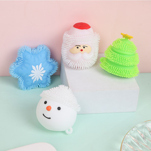 2025 TPR Christmas Tree Pinch Music Children's Luminous Toys Decompression Elastic Ball Christmas Tree Plush Ball Snowman Toy - Product Image 3