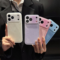 Étui de luxe brillant en tissu denim avec grande fenêtre pour iPhone 18 Pro 17 Pro Max 16 15 14 13, coque antichoc avec cadre en maille rafraîchissante