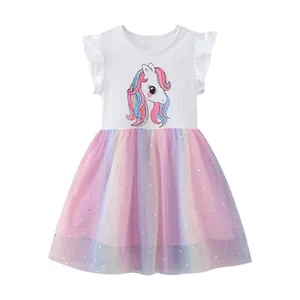 RTS New Tulle Dress Girl Unicorn Embroidery Dress Baby Girls Frocks pronto per la spedizione