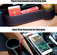 Organisateur de rangement pour l'espace entre les sièges de voiture avec pochette latérale pour console, porte-gobelet et port de charge USB, conçu pour l'intérieur de la voiture