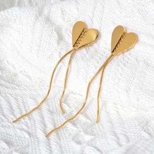 Joyería de Moda al por Mayor, Aretes Colgantes, Acero Inoxidable Chapado en Oro de 14K, Geométricos, Unisex, Zeadear ZE-SE0110 - Product Image 2